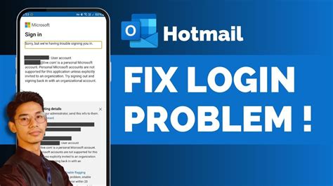 hotmail login problem .